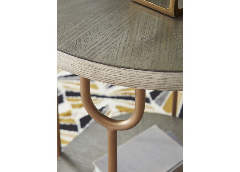 Wooden Round Side Table with Metal Legs - Legana